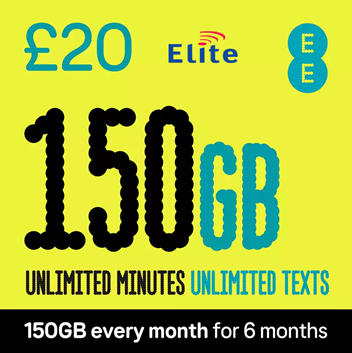EE Extra Data 150GB Pay As You Go SIM Card