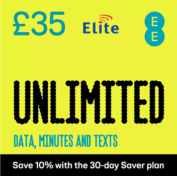 EE 2025 Unlimited Pay As You Go SIM Card