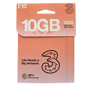 Three10GB PAYG SIM CARD