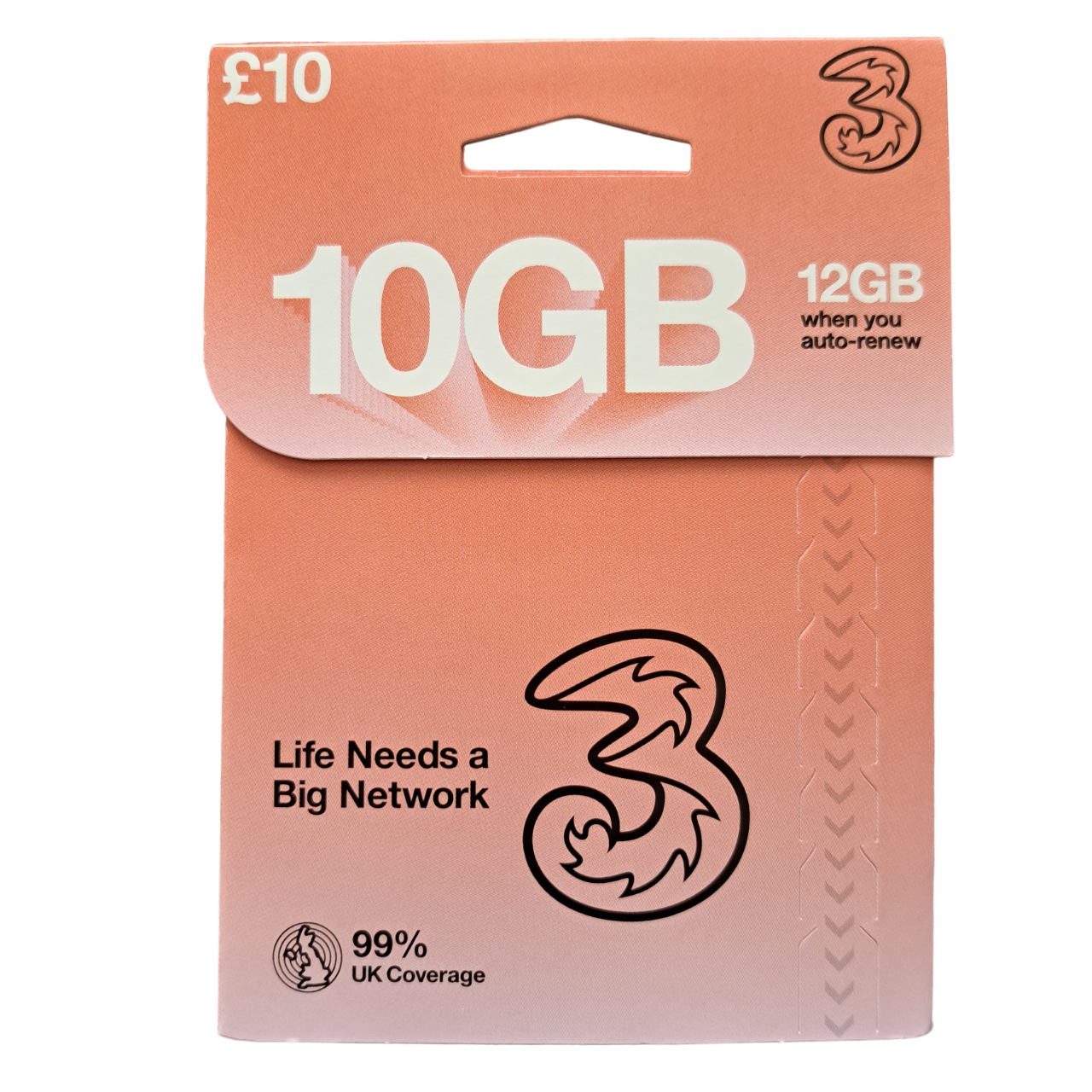 Three10GB PAYG SIM CARD
