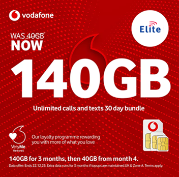 Vodafone 140GB Pay As You Go SIM Card (2)
