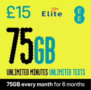 EE Extra Data 75GB Pay As You Go SIM Card