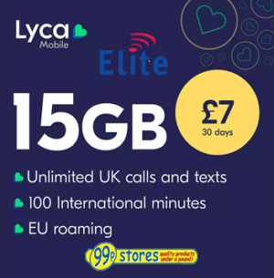 Lyca Mobile 15GB Pay As You Go SIM Card
