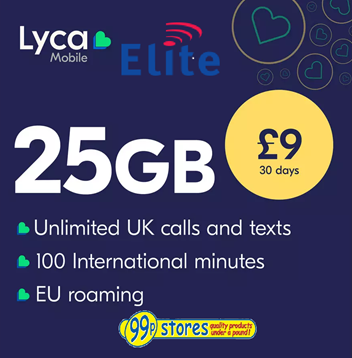 Lyca Mobile 25GB Pay As You Go SIM Card