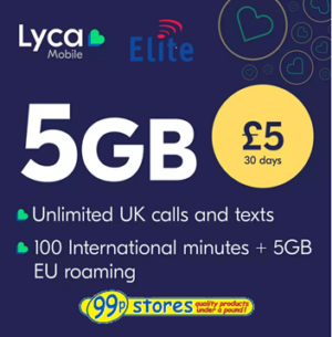 Lyca Mobile 5GB Pay As You Go SIM Card