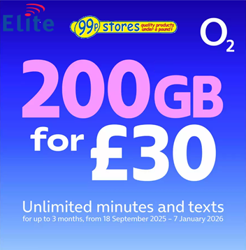 O2 200GB Pay As You Go SIM Card