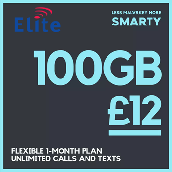 SMARTY 100GB 30 Day Pay As You Go SIM Card
