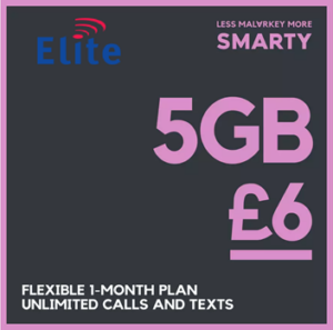 SMARTY 5GB 30 Day Pay As You Go SIM Card