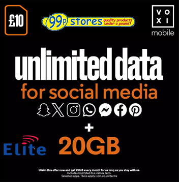 VOXI 20GB 30 Day Pay As You Go SIM Card