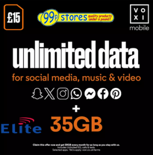 VOXI 35GB 30 Day Pay As You Go SIM Card