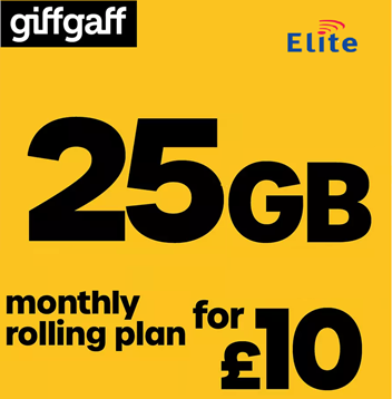 giffgaff 25 GB pay As You Go SIM card